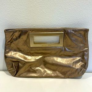 Michael Kors genuine leather gold metallic eveningclutch